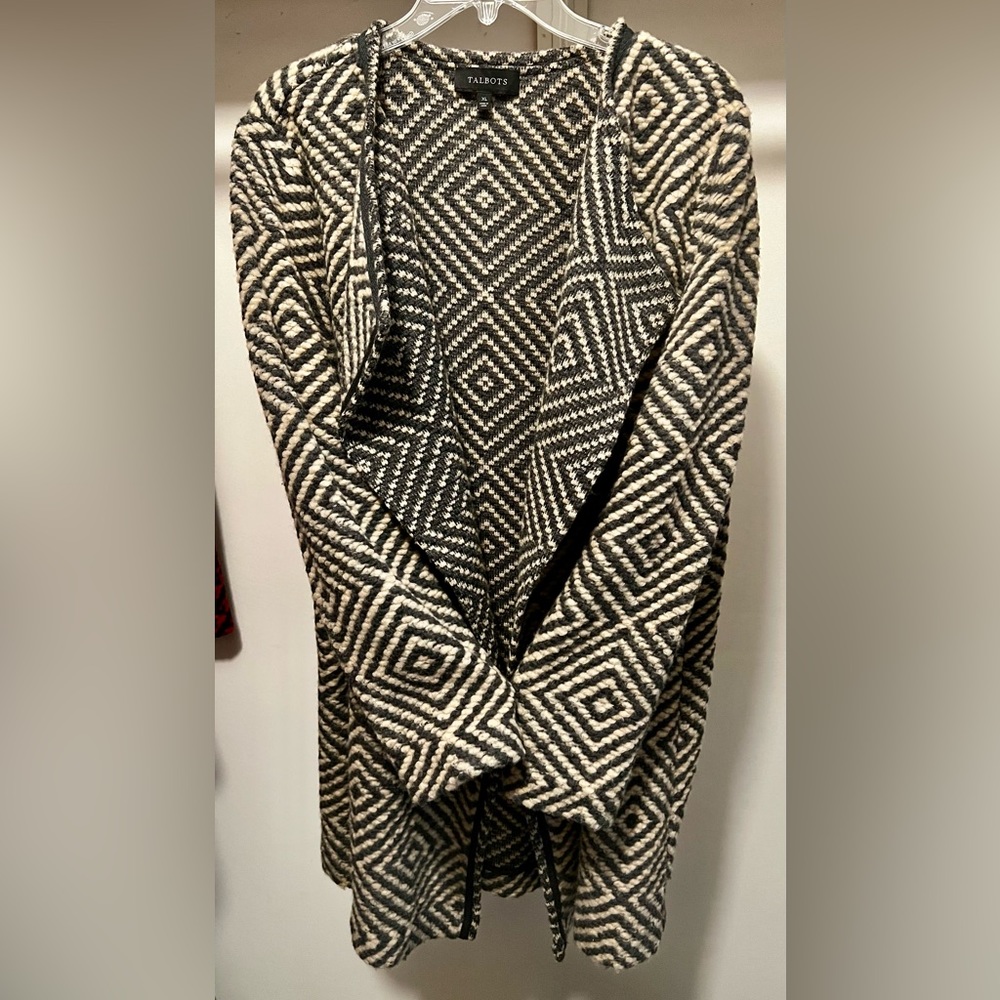 Talbots Women’s Grayish/Beige Ivory Diamond Pattern Jacket